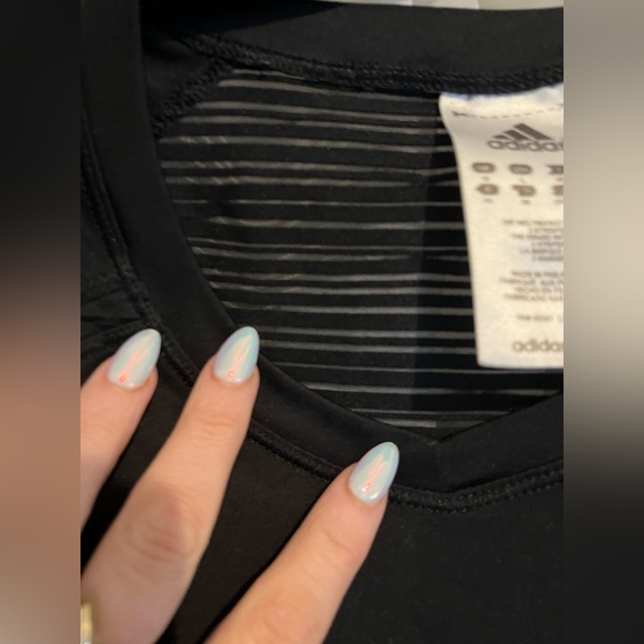 Adidas black short sleeve dri fit athletic shirt with partial mesh back L - Picture 7 of 11